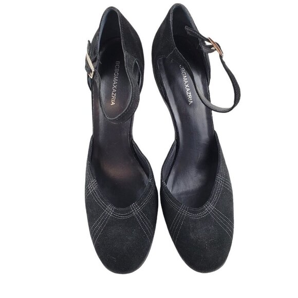 BCBG Max Azria Ankle Strap Heels Black Suede High Mary Jane Shoes Size 10 - Picture 8 of 8